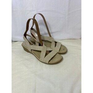 Mootsies Tootsies Womens Size 8M Khaki Sandals Strappy Slingback Flats IDAir